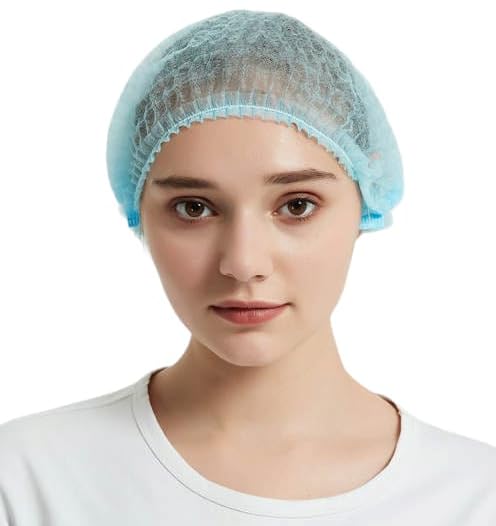 100 Gorros Desechables, cofia, redecilla para el Pelo, un Solo Uso. para estética, Limpieza, Cocina, Uso Sanitario, Veterinario, Dentista, Enfermera, quirofano