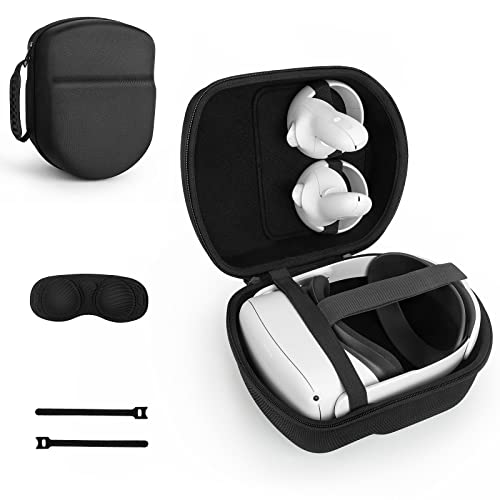 Yinke Étui de Transport Compatible pour avec Meta/Oculus Quest 2/Pico 4 VR Gaming avec Elite Strap, Matériaux de Première Housse Rigide Cover