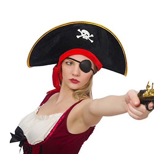 4 Pieces Halloween Pirate Hat Skull Print Pirate Captain Costume Hat For Halloween Masquerade Party Cosplay Hat Prop Decoration #TOP3