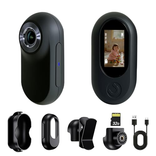 Frelisty Body Cam, Action Cam Compatta 1080P con Microfono, 32GB