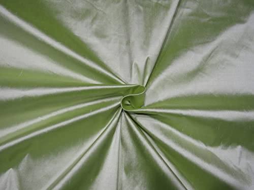 Soie Dupion pure ivoire x vert menthe 137cm contre les tissus sans tenue