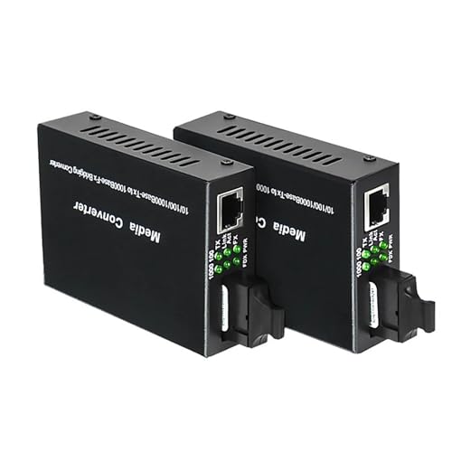 1PCS 1000Mbps Gigabit Fiber Optical Media Converter SC Port Single Mode External Power Supply for Network Expansion(80km)