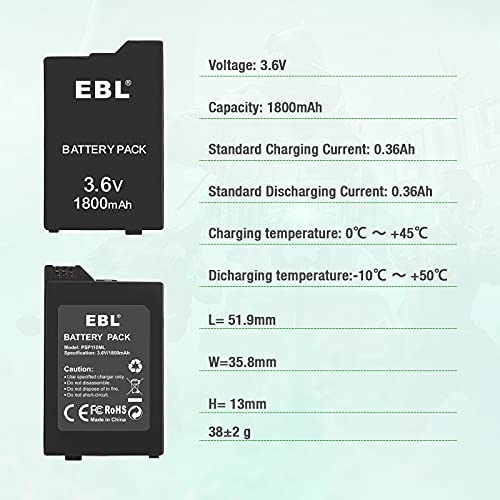 Ebl PSP110ML Rechargeable Battery Pack High Capacity 1800Mah Battery Pack Compatible With Sony Psp 1000 1001 thumb #4