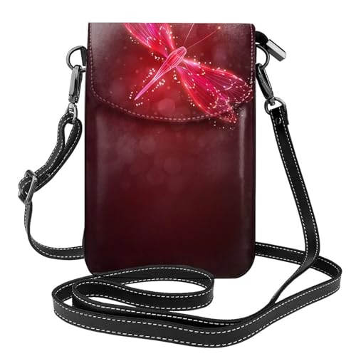 Pochette téléphone libellule rouge contre l'encombrement des grands sacs