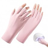 UV Handschuhe Nägel für UV Lampe, UV Schutz Handschuhe Maniküre Fingerlose Handschuhe Damen Sommer Dünn Eis Seide Atmungsaktiv für Autofahren Outdoor, 1 Paar (Kirschblütenrosa)