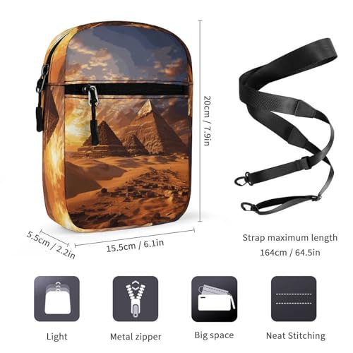 Personalized Small Crossbody Bag Water Resistant Messenger Bags Mini Egyptian Pyramids Printing SlingBag For Men Women2