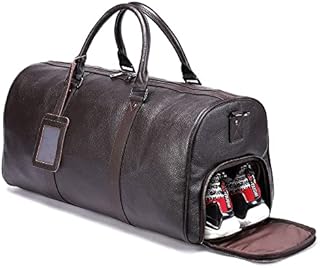 Men's Genuine Leather Travel Bags Away Weekender Weekend Duffels Black Brown for Gym and Travel Leather Holdall Bag for Men Women Ronatelli (Brown)