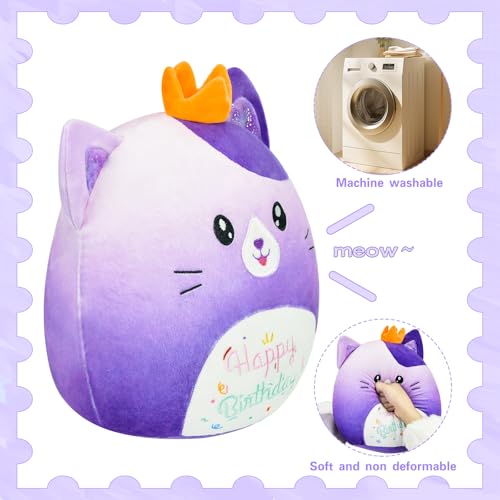 Image of Cat Stuffed Animal Cat Plush Toys 14 Inch Soft Plushies Pillow Cute Gradient Purple Plushies Room Decoration Birthday Gifts for Kids Toddlers Girls and Boys