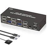 HDMI Displayport KVM Switch 2 Monitors 2 Computers 4K 60Hz Dual Monitor HDMI DP KVM Selector 2 in 2 Out with 4 USB3.0 Ports to Share Mouse Keyboard Printer and Multi-Display Synchronization