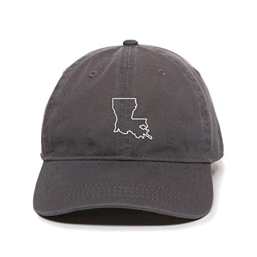 Tech Design Louisiana Map Outline Dad Baseball Cap Embroidered Cotton Adjustable Dad Hat Charcoal