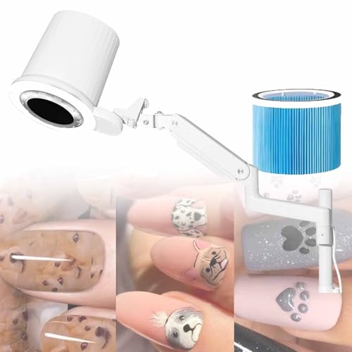 vnmudzeo Desktop Nail Vacuum Cleaner 80 W Electric,4500 RPM Low Noise Nail Fan Dust Extractor Machine Adjusted Speed,with Adjustable LED Light and Universal Table Mount,B