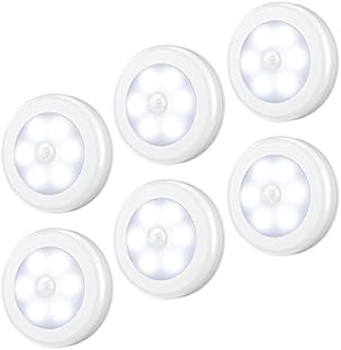AMIR (Upgraded Version) Motion Sensor Light, Cordless Battery-Powered LED Night Light, Stick-Anywhere Closet Light Stair Lights, Wall Lights for Hallway, Bedroom, Kitchen (White - Pack of 6)