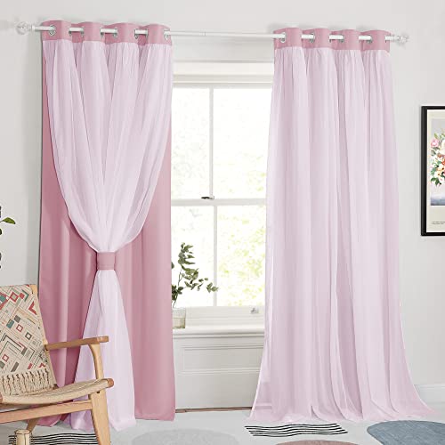 Image of PONY DANCE Nursery Curtains Pink, 52 x 84 inches, Light Pink, 2 Panels