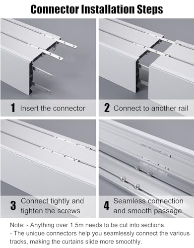 Rail de Rideau Mural Robuste en Aluminium, Tringle Simple pour Rideaux et voilages de Chambre. Glissement Fluide et Durable. Idéal pour Les Rideaux et voilages. Installation Facile