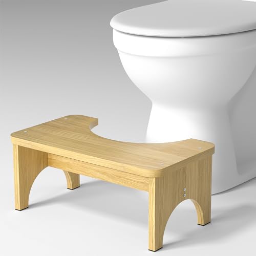 wyewye Bambus-Hocktöpfchen für Erwachsene Toilettenhocker, 16,5 cm, rutschfester Toilettenhocker für Erwachsene, Kinderhilfe und Senioren, originelles einfaches Design, Badezimmer-Tritthocker,