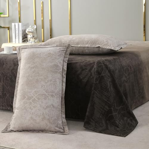 Image of Story@Home Luxe 400 TC Sateen Weave 100% Cotton Bedsheet King 270 cm x 270 cm Ombre Printed Soft Flat Sheet with 2 Pillow Covers 18 x 27 Inch Coffee Brown-Gift Packaging