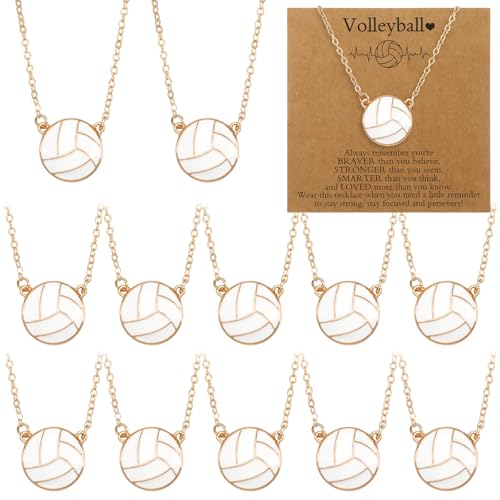 Quelay 12 Set Sports Necklaces Team Gift Inspirational Jewelry Pendant Charm for Women Coach Party Favors