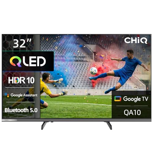 CHIQ Smart TV Téléviseur QLED 32QA10 32 Pouces | Full HD HDR10 | Dolby Audio et DBX-TV | Design métallique sans Cadre | Chromecast...