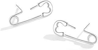 SLUYNZ 925 Sterling Silver Safety Pin Stud Earrings for Women Teens Paper Clip Earrings Punk Earrings Cute Stud Earrings