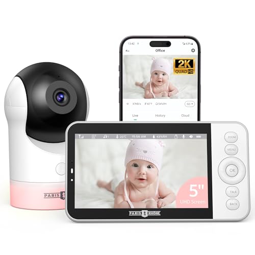 PARIS RHÔNE Video Baby Monitor, 2K UHD WiFi Camera, Night Vision, 5” Smart Baby Monitor with App...