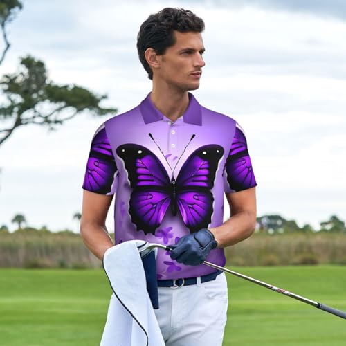 Polo décontracté imprimé papillons violet parfait pour l'été - 3