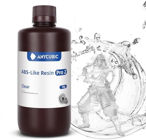 ANYCUBIC ABS-Like Resin Pro 2, Upgraded 8K 3D Printer Resin with Enhanced Strength and Toughness, High Precision, Low Odor, Wide Compatibility for All LCD Resin 3D Printers (Clear, 1kg)