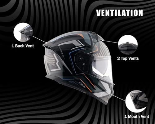 Image of Vega Zap Explore D /V Full Face Riding Helmet with Dual Visor, Shock Absorbing Liner, Comfortable Interior, Lightweight Build, Aerodynamic Design, and Modern Black Grey Styling Black Grey-XL