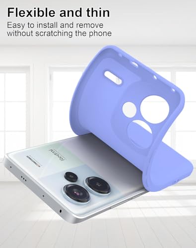 Image of DIZORO Compatible with Mi Redmi Note 13 Pro Plus 5G Back Cover with Upgraded Square Edges for Camera Protection Shockproof Flexible Matte Liquid Silicone Mobile Phone Case (Purple.)