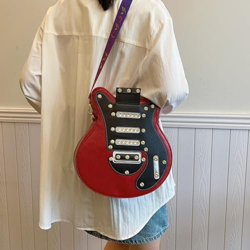 Guitar Shoulder Bag Pu Leather Handbag Zipper Closure Crossbody Bag Handbag Novelty Guitar Purse for Girls and Women2