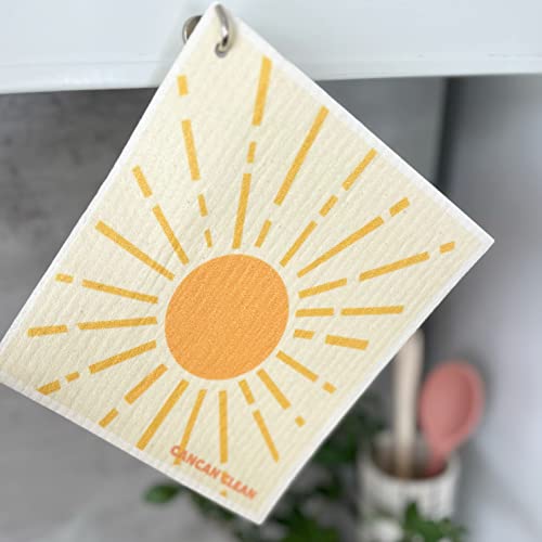 Cancan Clean Swedish Dishcloths For Kitchen With Magnetic Hook | Absorbent Washable Reusable Paper Towels Dish Cloth | Eco-Friendly Cellulose Sponge Cloths | 3 Pack (Citrus Trio) #TOP5
