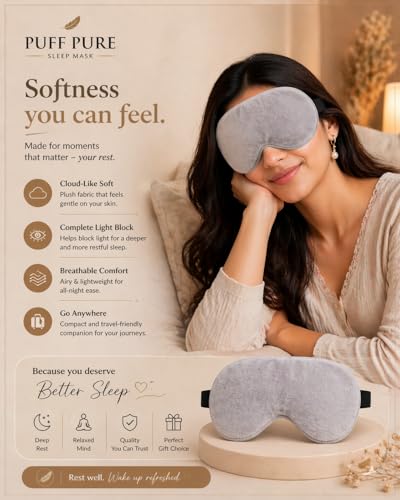 Image of Travelling Sleep Mask Light Blocking Sleeping Eye Mask With Elastic Strap For Deep Sleep, Travel, Meditation, Nap, Airplane And Office Rest Use Blind Fold For Comfortable Sleeping [Grey] (Pack Of 2)