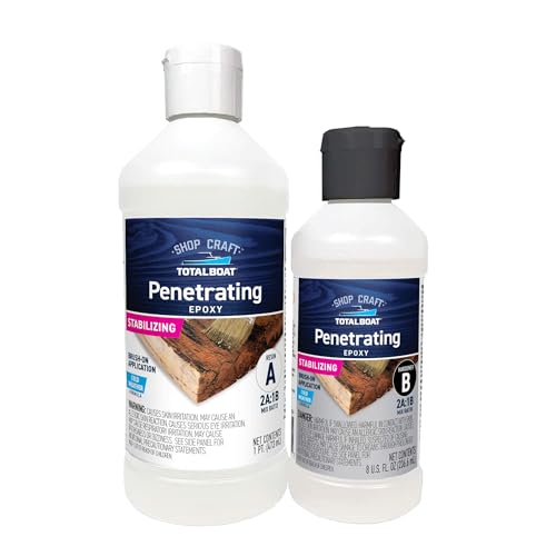 TotalBoat Clear Penetrating Epoxy Wood Sealer Stabilizer for Rot Repair and Restoration (1.5 Pint Cold Weather)