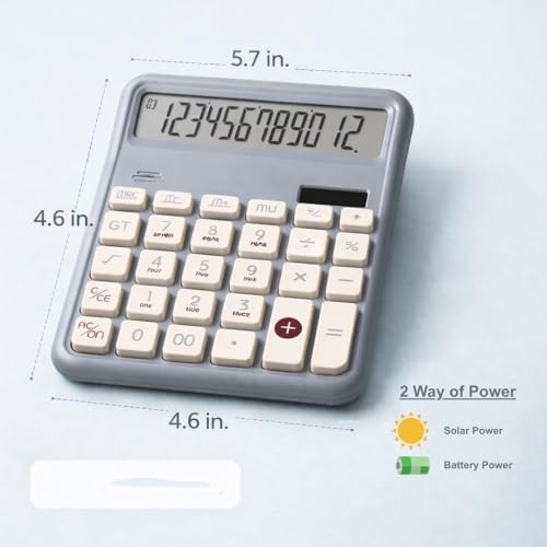 Image of 12 Digit Large Display Desktop Calculator Blue with Big Buttons, Dual Screen, GT & Memory Functions, Auto Power Off | Office, School & Home Use Electronic Calculator