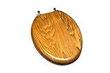 Bath Décor 5Q1E4-17CH Natural Wood Toilet Seat with Decorative Finish Wood and Metal Single Post Hinge, Elongated, Light Oak with Chrome