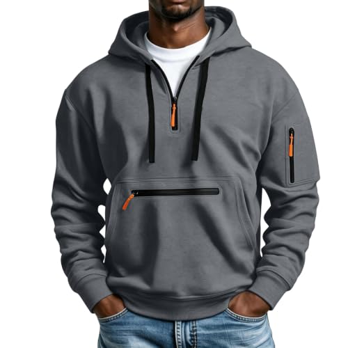 Workout Hoodies for Men Quarter Zip Pullover Tactical Hooded Sweatshirt - image 1