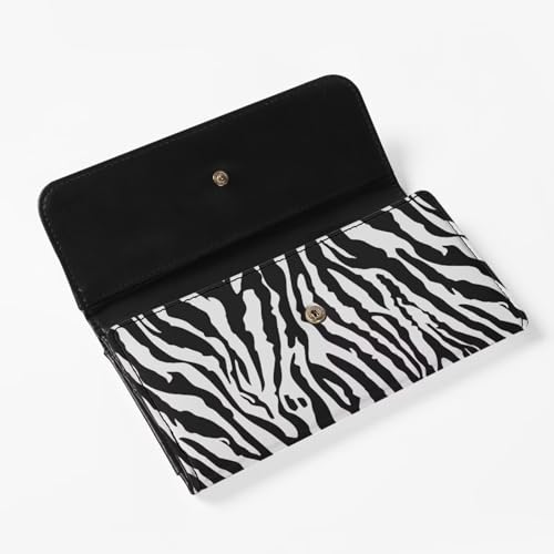 AFPANQZ Zebra Pattern Women's Wallets Large Capacity with RFID Protection Waterproof Leather Long Clutch Phone Holder Zip Pocket, Buckle Closure, Ladies Purse3