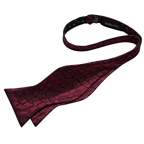 Image of DiBanGu Men Bow Tie Paisley Striped Self-Bow Tie for Men and Silk Woven Bowtie Pocket Square Cufflinks Wedding Party