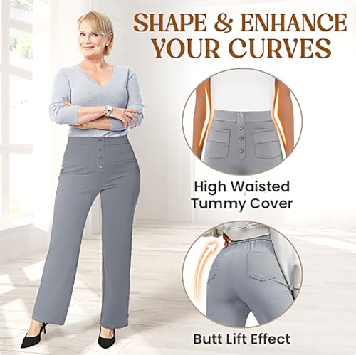 Flexi Pants for Women, Flexipants - Women's Casual High Waist Stretch Pants, Straight Leg Pants2