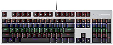 Punkston TK104 Mechanical Gaming Keyboard, RGB Rainbow Backlit 104 Keys Anti-Ghosting PC Gaming Wired Keyboard with Metal Panel (Blue Switch)