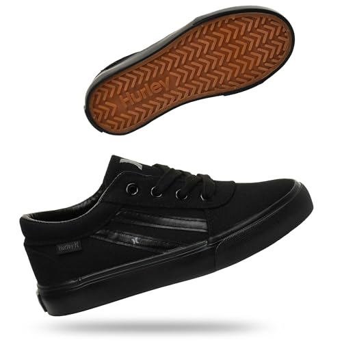 Hurley Boardy Kids Lace Up Canvas Sneakers – Low Cut Skateboarding Shoes for...