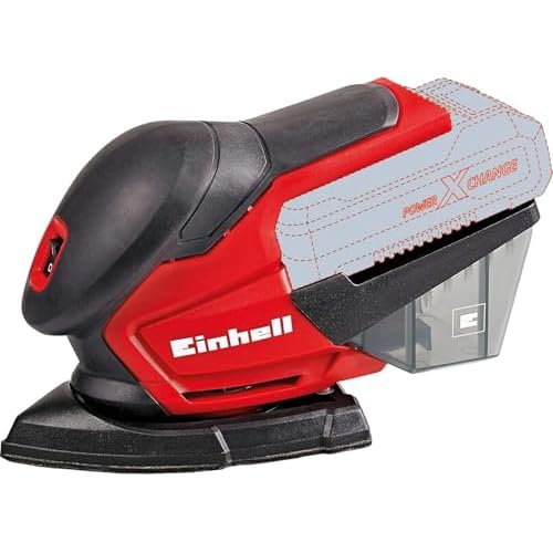 Einhell Akku Multischleifer TE-OS 18/1 Li Solo Power X-Change (Lithium Ionen, 18 V, Schleiffläche 104 cm², Staubfangbox und Absaugadapter, inkl. 6 Schleifpapiere, ohne Akku und Ladegerät)