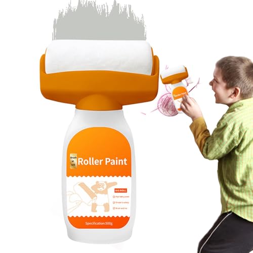 JIEBWCHA Brosse à rouleau pour réparation murale, pâte de réparation murale puissante, 2 en 1, peinture murale blanche, rouleau de réparation murale à séchage rapide, avec peinture au latex 500 g,