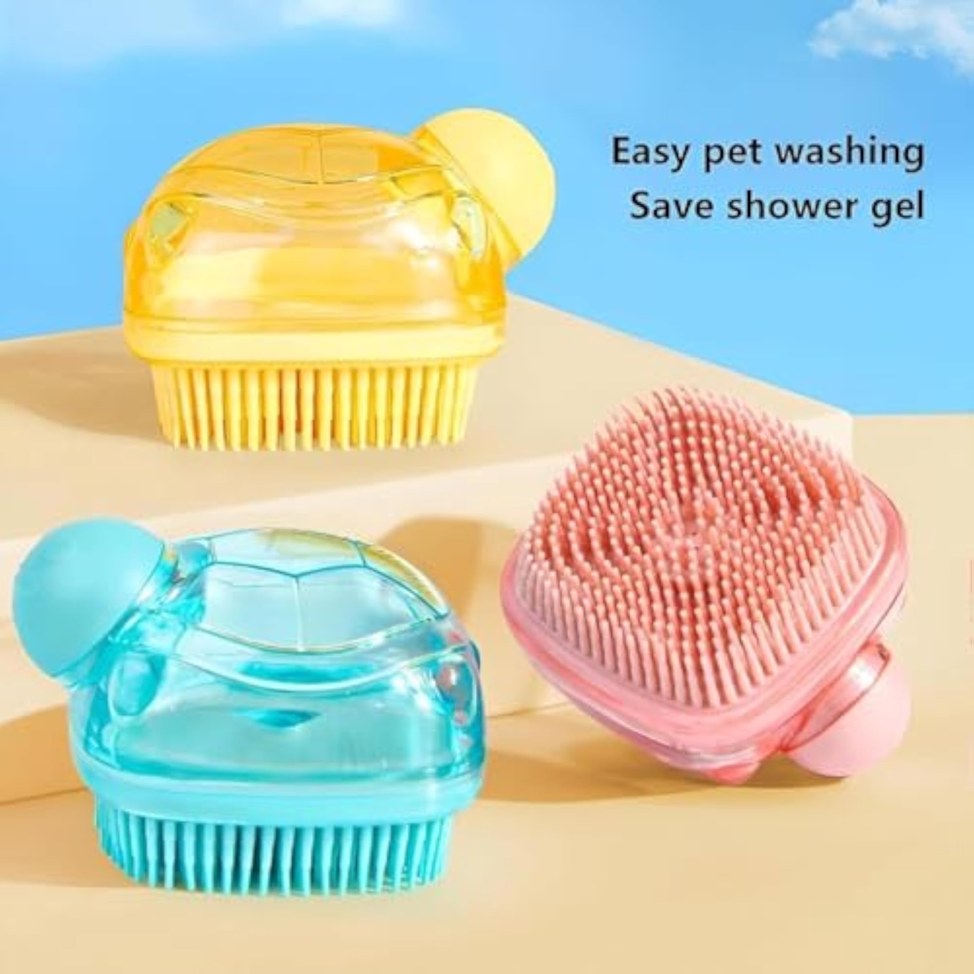 Transparent Turtle Silicone Bath Brush with Shampoo Dispenser
