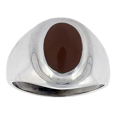 Sterling Silver Goldstone Ring for Men Oval Recessed Rim Solid