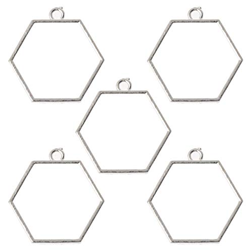 Bronze Silver Geométrique Anneau creux Bac Fleurs pressées PENDANT MÉTAL DIY Cadre UV Resin UV Bijoux Faire creux Cadre