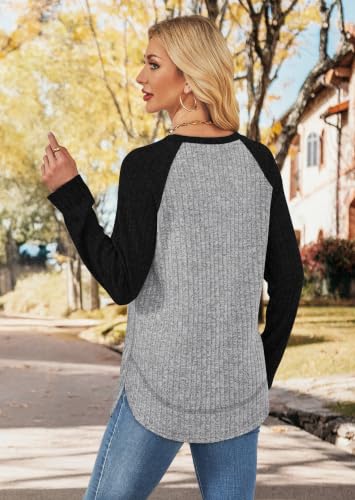 Image of WIHOLL Long Sleeve Shirts for Women Fall Sweaters Lightweight Trendy Tops