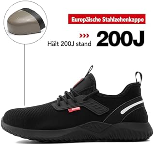 HILAX Veiligheidsschoenen voor dames en heren, werkschoenen, licht, sportief, ademend, stalen neus, antislip, beschermende schoenen, werkschoenen, wit, 39 EU