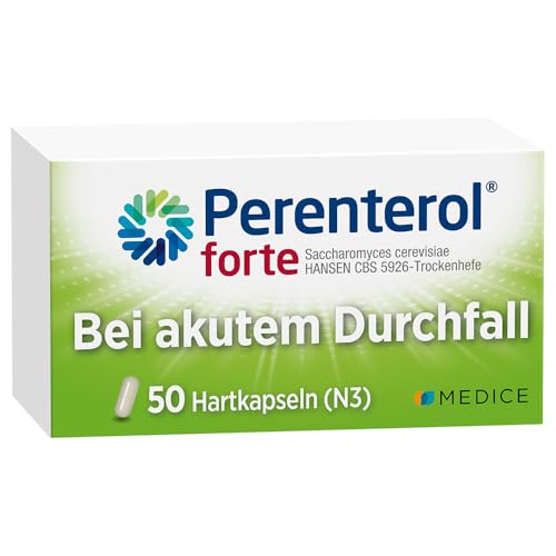 Perenterol forte 250 mg 50 Kapseln - Durchfall Medikament zur Vorbeugung & Behandlung von akutem Durchfall - entzündungshemmend - verhindert übermäßigen Flüssigkeitsverlust
