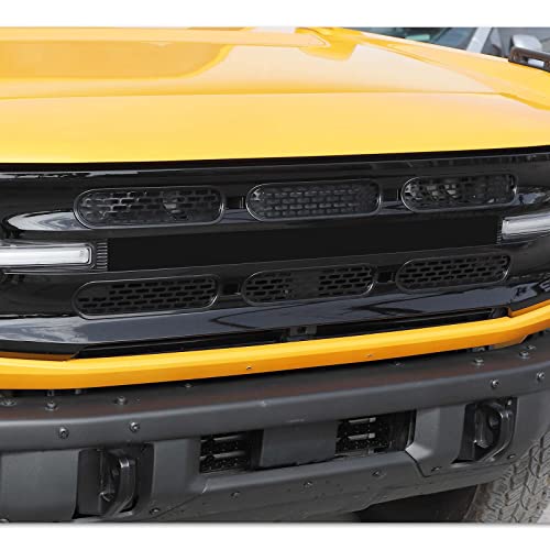 Image of Front Grill Mesh Grille Inserts Cover Frame Trims Kit 6Pcs Fit for Ford Bronco 2021-2026 2 /4 Door Exterior Accessories (Black)