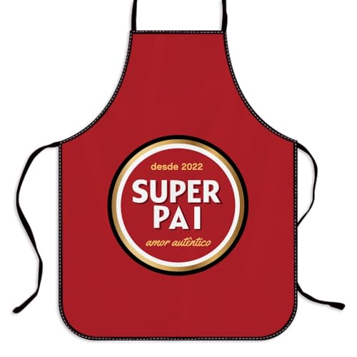 Wanapix | Avental personalizado | Avental Dia do Pai | Avental de cozinha para homem | Mandil | Presente Dia do Pai | Presente original para homem, Super Pai